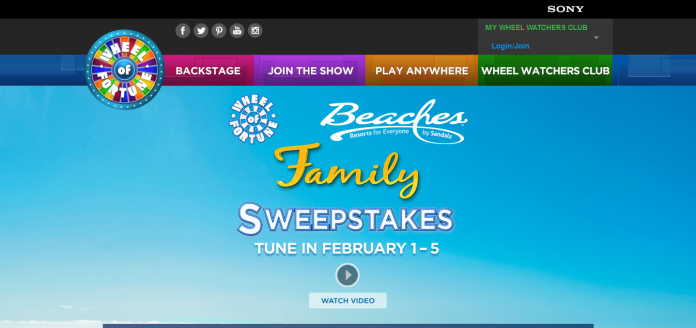 Wheel Of Fortune Beaches Resorts Family Sweepstakes Wheel Of Fortune Beaches Resorts Family Sweepstakes